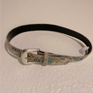 Vintage Floral and Silver Bonded Leather Belt